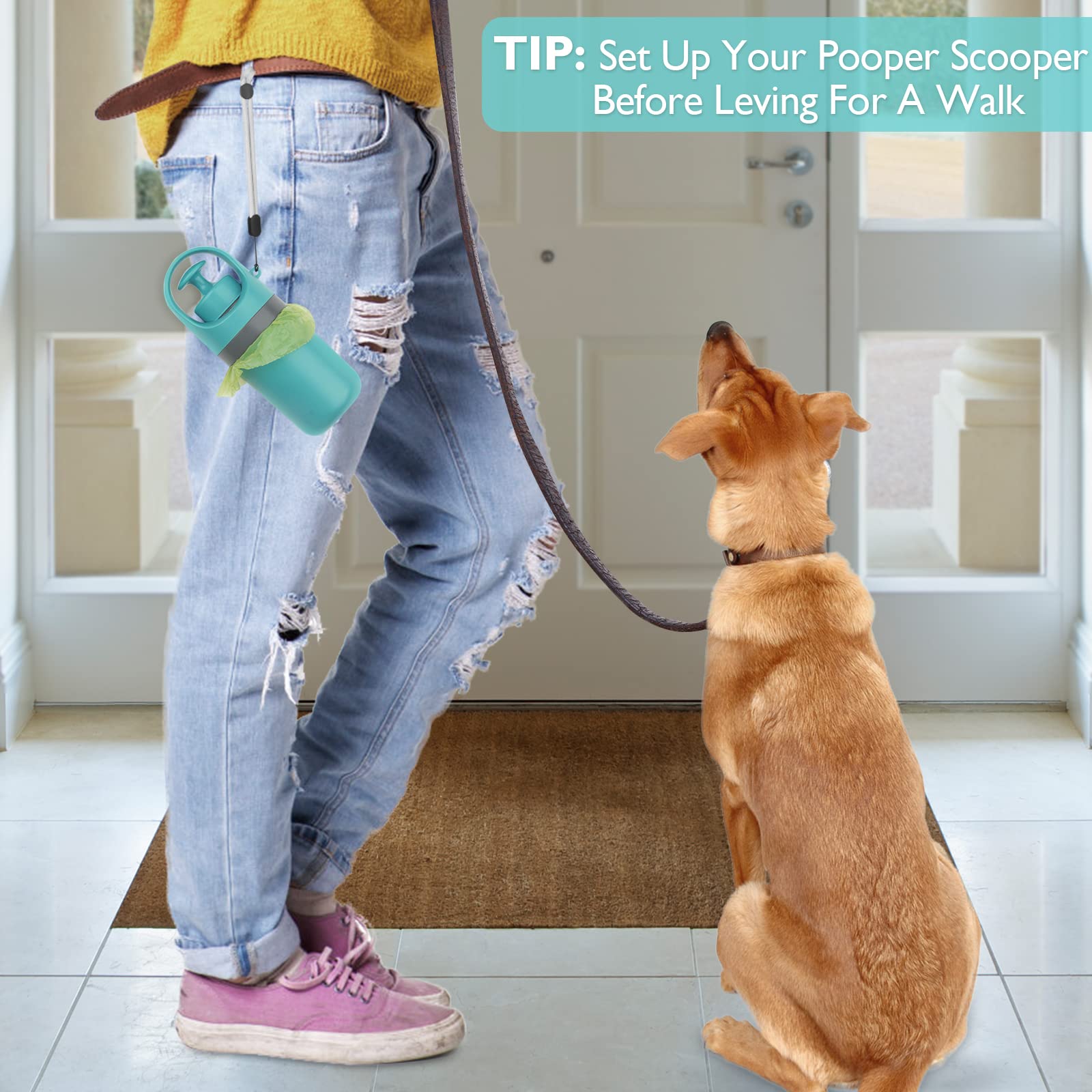 Portable Dog Poop Scooper with Bag Dispenser