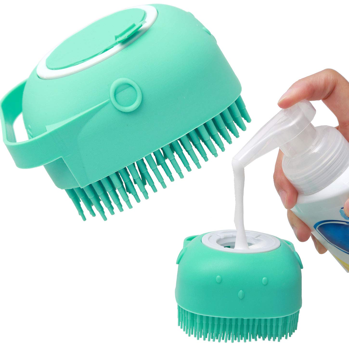 Pet Shampoo Massager Brush with Silicone Bristles