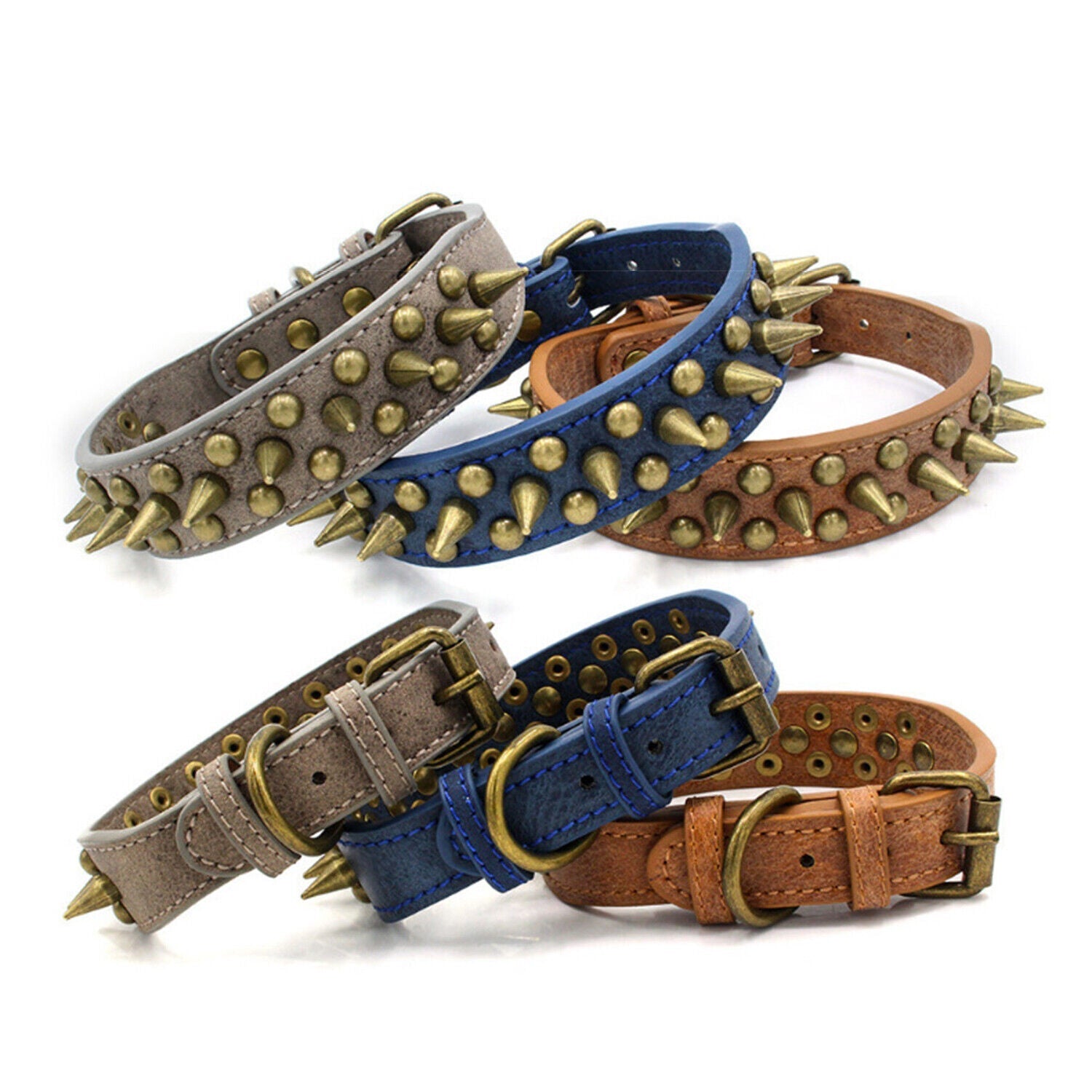 Retro Studded Leather Dog Collar S-XL