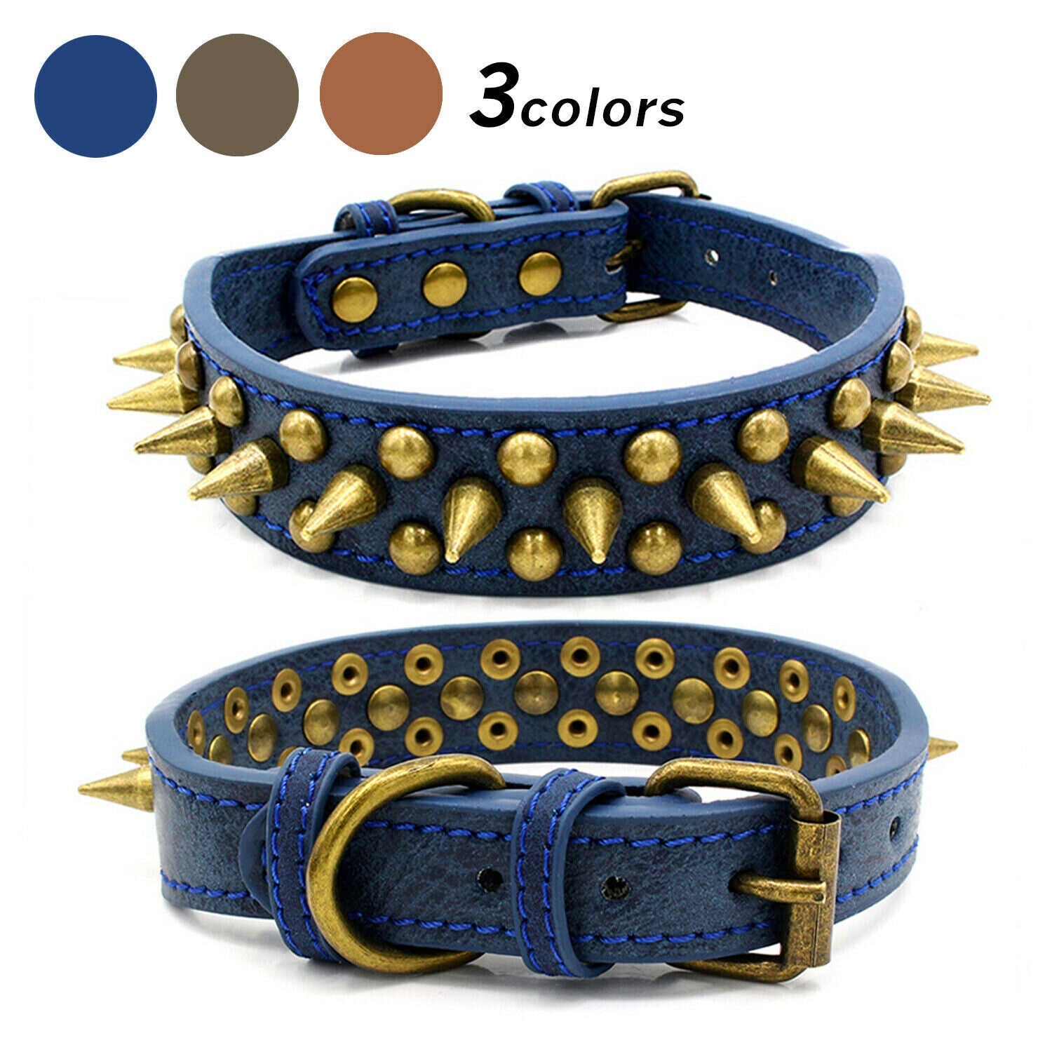 Retro Studded Leather Dog Collar S-XL
