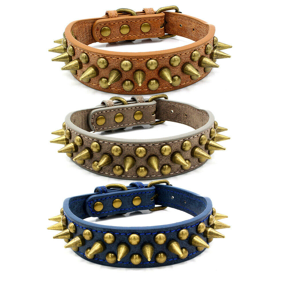 Retro Studded Leather Dog Collar S-XL