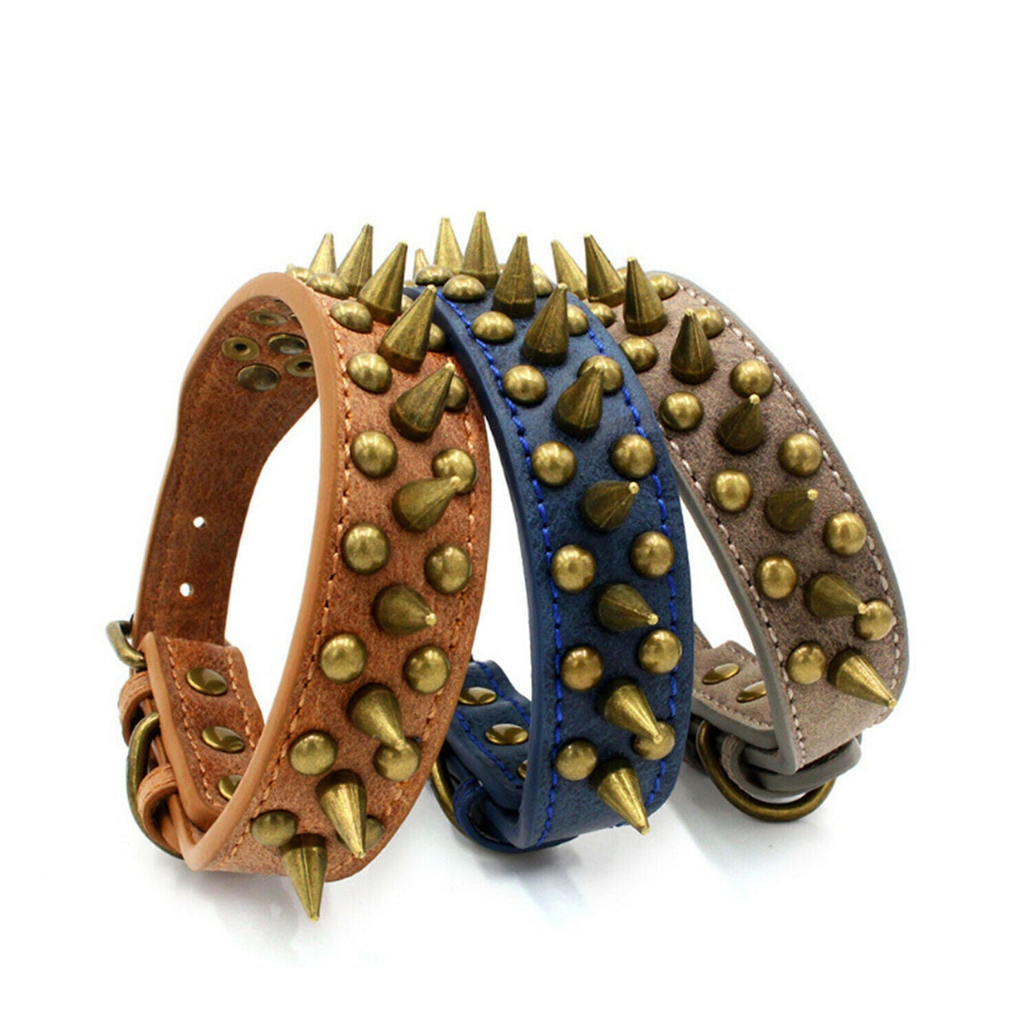 Retro Studded Leather Dog Collar S-XL